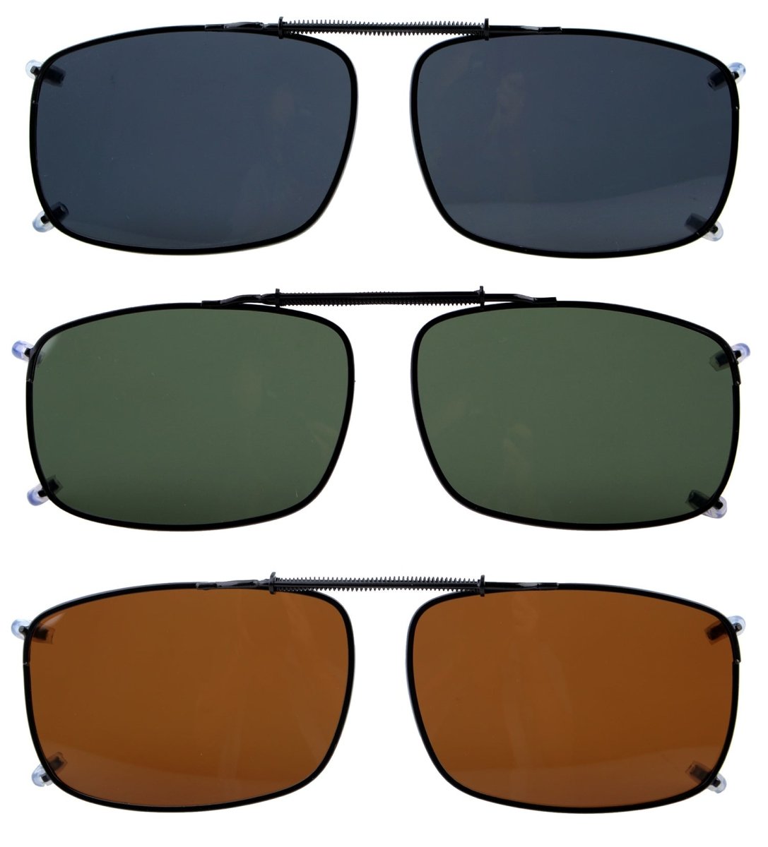 3 Pack Wide Lens Clip on Polarized Sunglasses Women Men(58MMx38MM) –