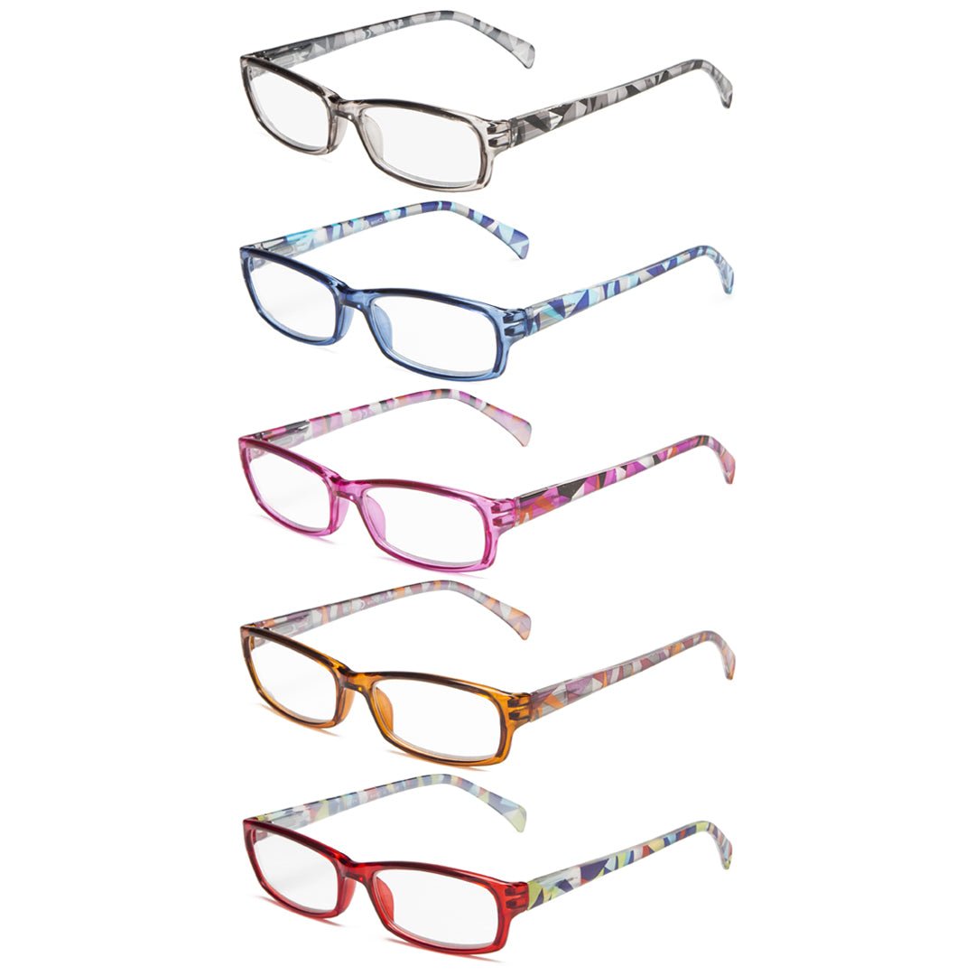 5 Pack Stylish Stripe Polygon Reading Glasses Women –