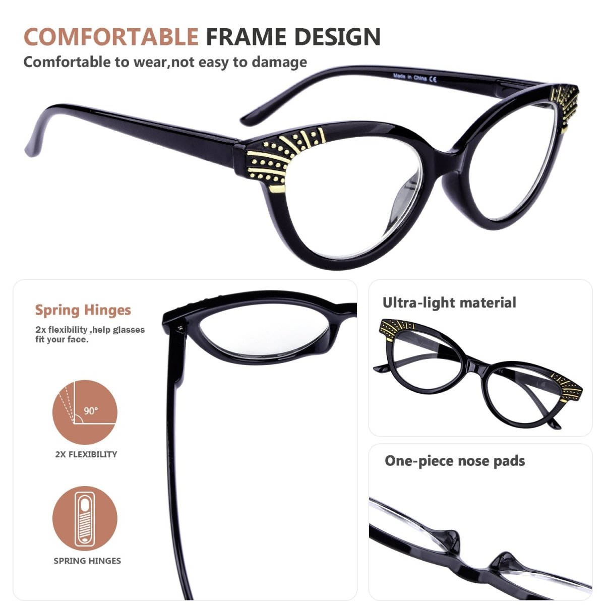 10 Pack Cat - eye Reading Glasses Chic Eyeglasses R2123eyekeeper.com