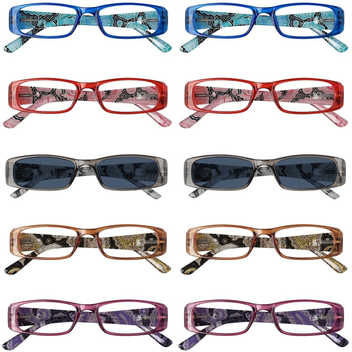 10 Pack Tiger Patterned Temples Reading Glasses with Spring Hinges R006Aeyekeeper.com