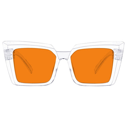 100% Blue Blocking Glasses Oversize Orange Lens Cat - eye Metalless Screwless Eyewear NR2141 - B98eyekeeper.com