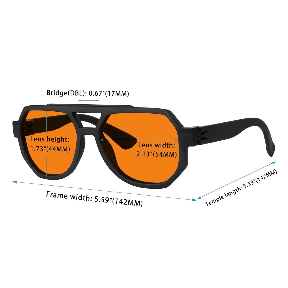 100% Blue Light Blocking Orange Metalless Pilot Glasses R2309 - B98eyekeeper.com