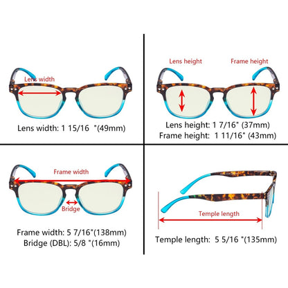 12 Pack Blue Light Blocking Tortoise Splicing Reading Glasses UVR079Deyekeeper.com