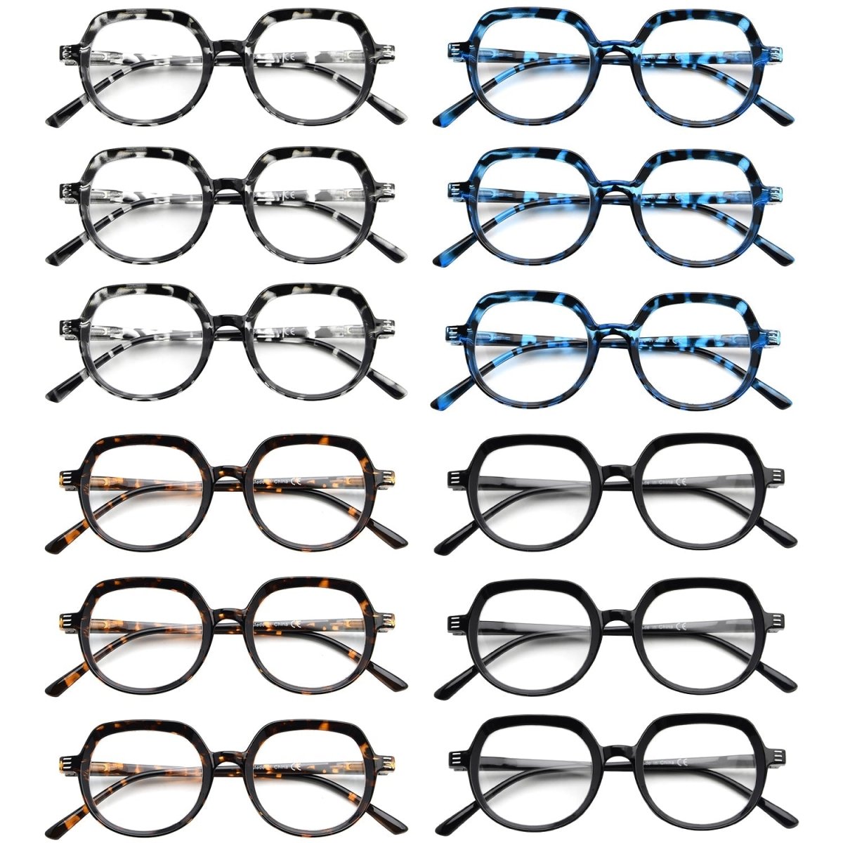 12 Pack Chic Oval Fully Magnified Reading Glasses R2016eyekeeper.com