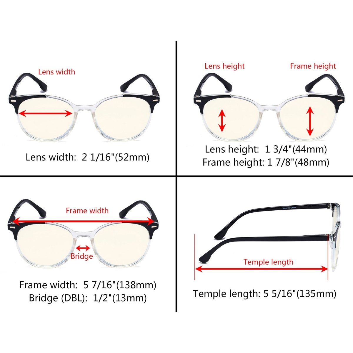 12 Pack Large Frame Blue Light Blocking Reading Glasses Computer Readers UVR9002Ceyekeeper.com