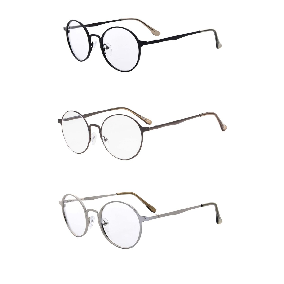 Lot de 3 lunettes de lecture rondes vintage pour femmes lectrices R15044