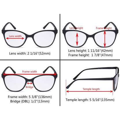 4 Pack Cat - eye Tortoise Reading Glasses FH1570eyekeeper.com