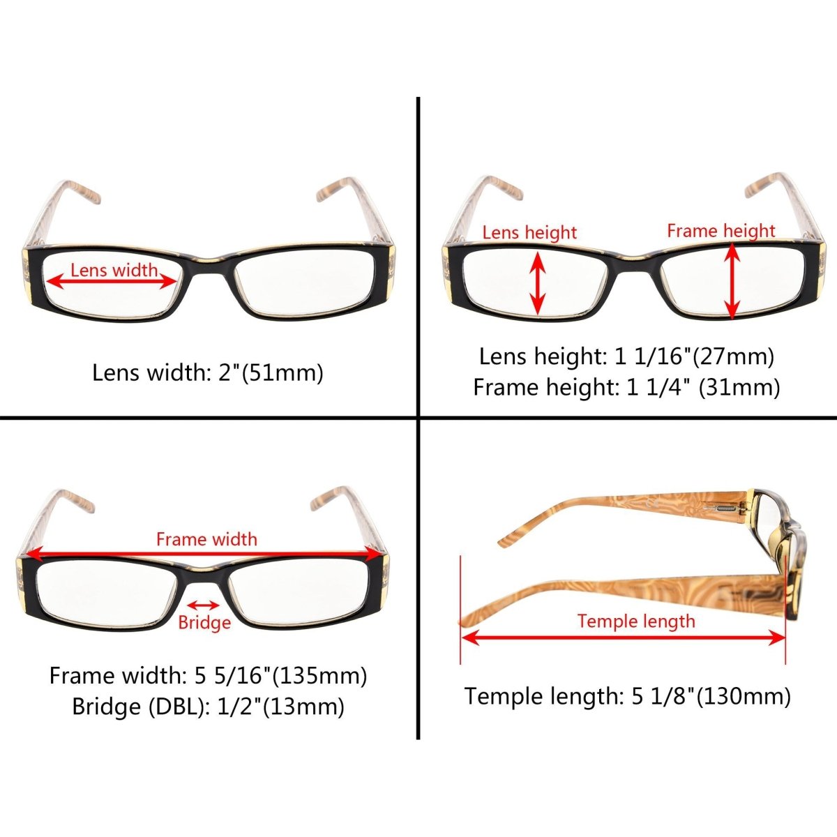 4 Pack Marble Pattern Arms Reading Glasses R006 - C6 - C9eyekeeper.com