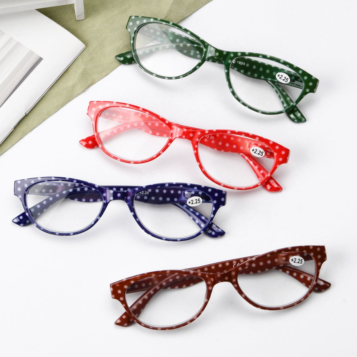 4 Pack Oval Cute Reading Glasses Colorful Polka Dots Readers R074Peyekeeper.com