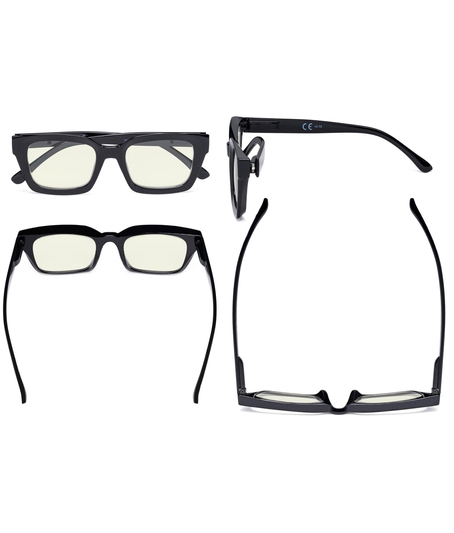 4 Pack Thicker Frame Blue Light Filter Reading Glasses UVR9106