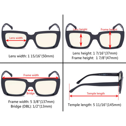 4 Pack Thicker Frame Design Blue Light Filter Reading Glasses UVR9107