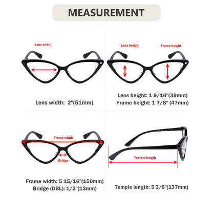 4 Pack Oversized Cat-eye Reading Glasses for Women R2134