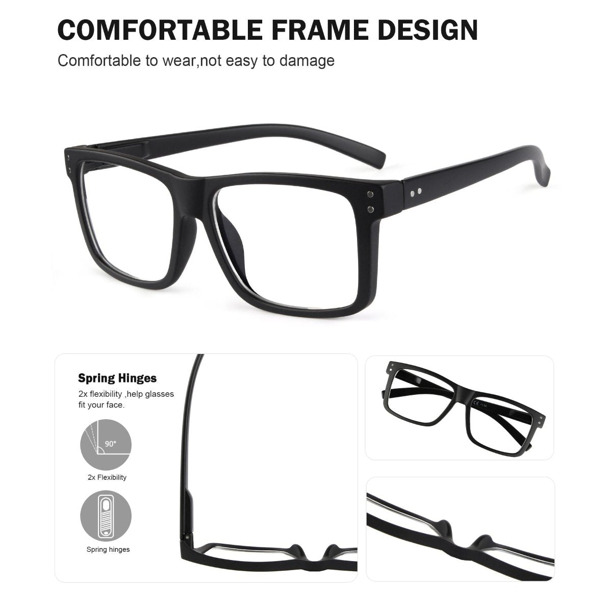 5 Pack Fashionable Large Frame Reading Glasses Rectangle Readers R2142eyekeeper.com