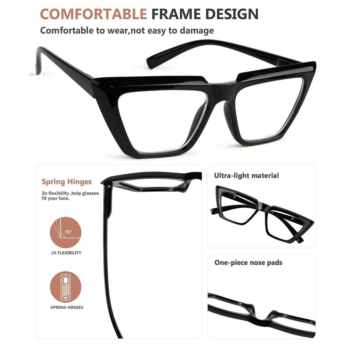 Reading Glasses Funky Cat Eye Design 5 Pack Women