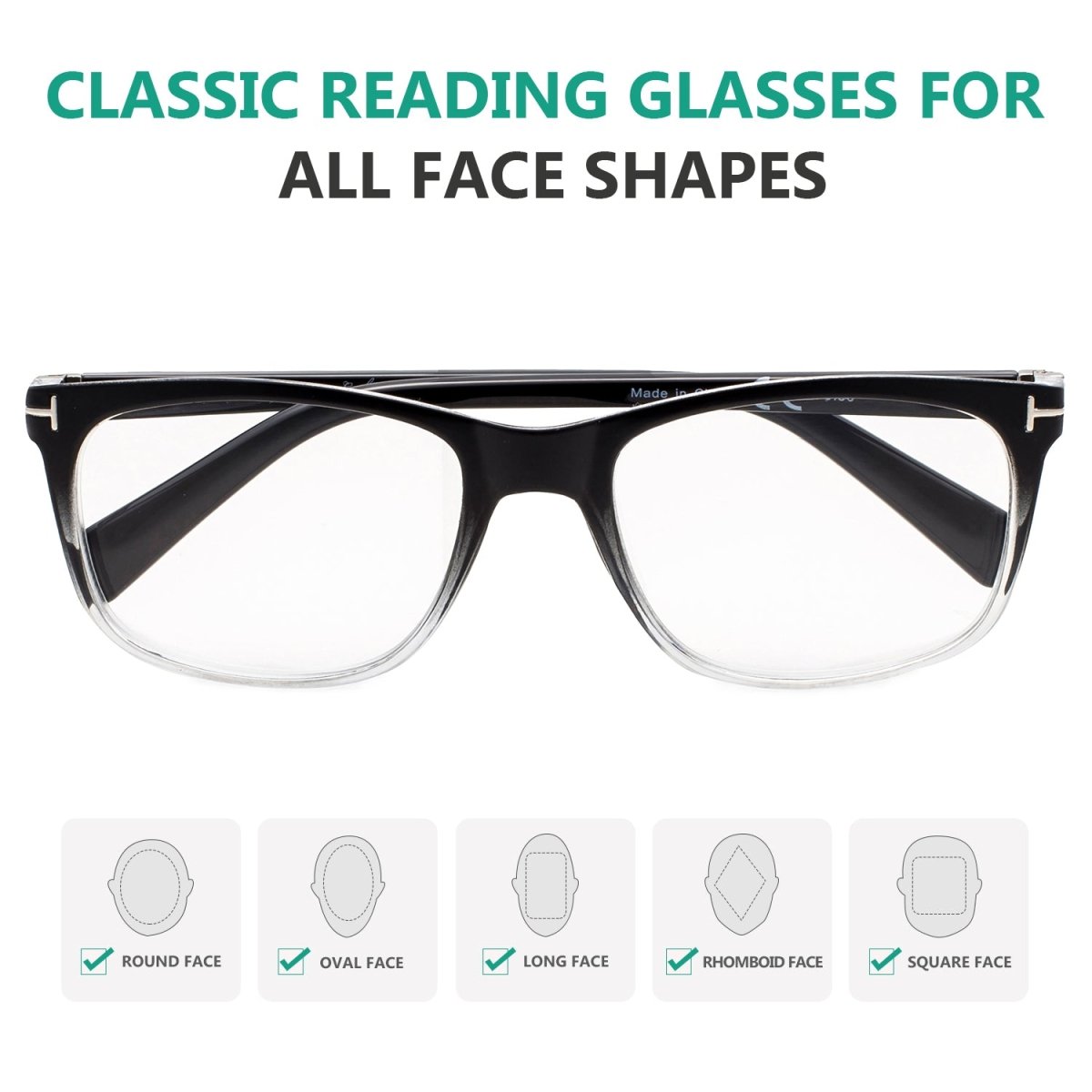 5 Pack Rectangle Stylish Reading Glasses Classic Readers R150eyekeeper.com