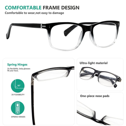 5 Pack Rectangle Stylish Reading Glasses Classic Readers R150eyekeeper.com