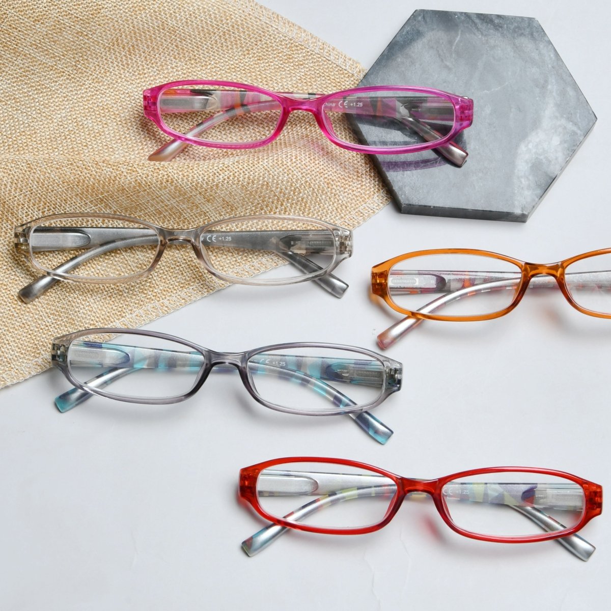 5 Pack Stylish Reading Glasses with Pattern Arms Readers R9104Geyekeeper.com