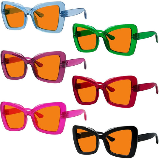 6 Pack 100% Blue Blocking Glasses Orange Lens Metalless Screwless Cat - eye R2315 - B98eyekeeper.com