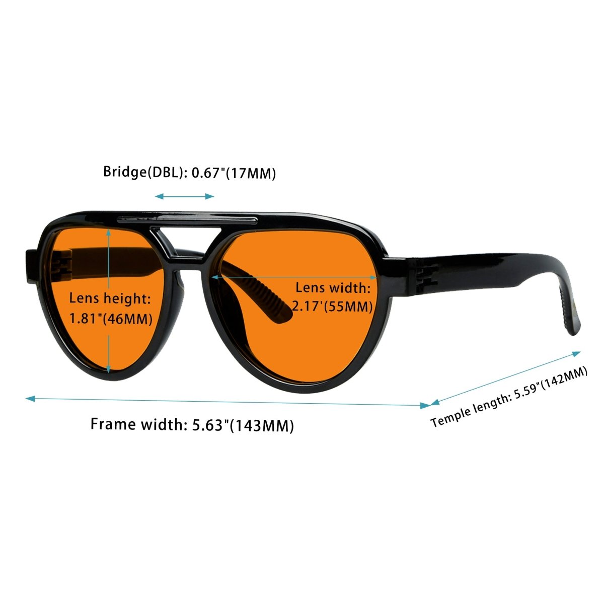 6 Pack 100% Blue Blocking Glasses Orange Lens Metalless Screwless Pilot R2312 - B98eyekeeper.com