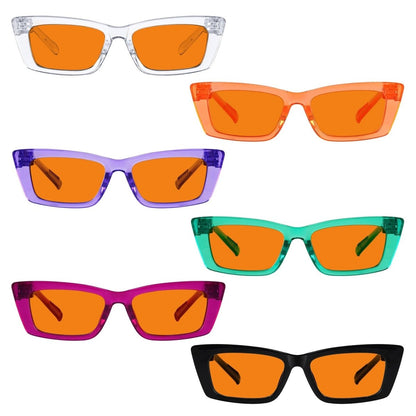 6 Pack 100% Blue Blocking Orange Glasses Cat - eye Metalless R2501 - B98eyekeeper.com