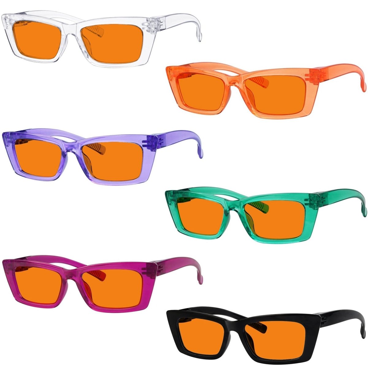 6 Pack 100% Blue Blocking Orange Glasses Cat - eye Metalless R2501 - B98eyekeeper.com