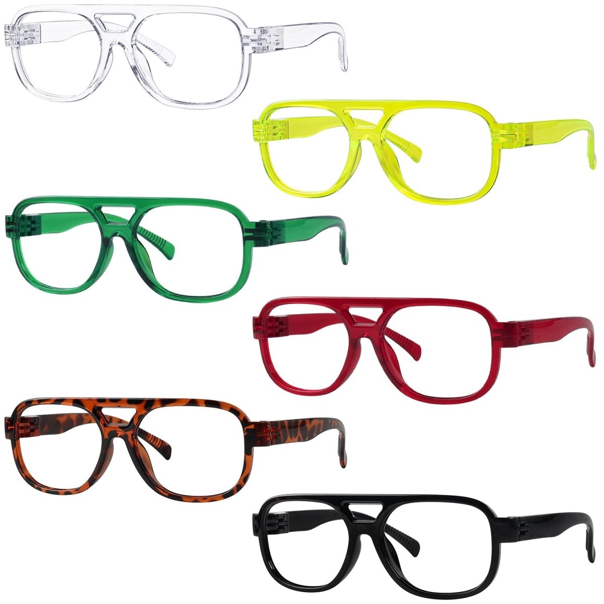 6 Pack 30% Blue Light Blocking Pilot Metalless Screwless Glasses R2515 - B15eyekeeper.com