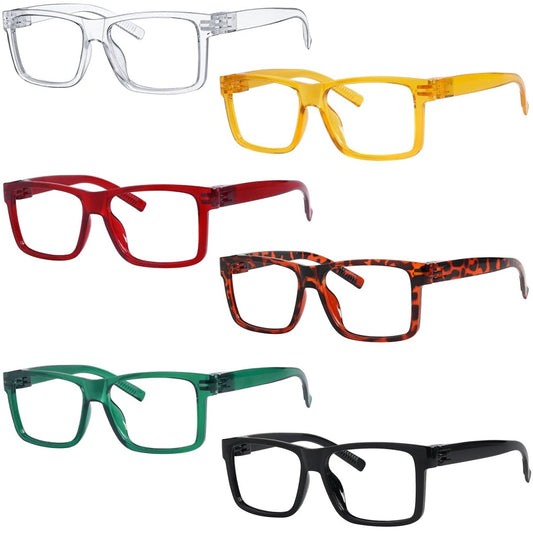 6 Pack Metalless Screwless Oversized Reading Glasses Thick Spring Hinge NR2508eyekeeper.com