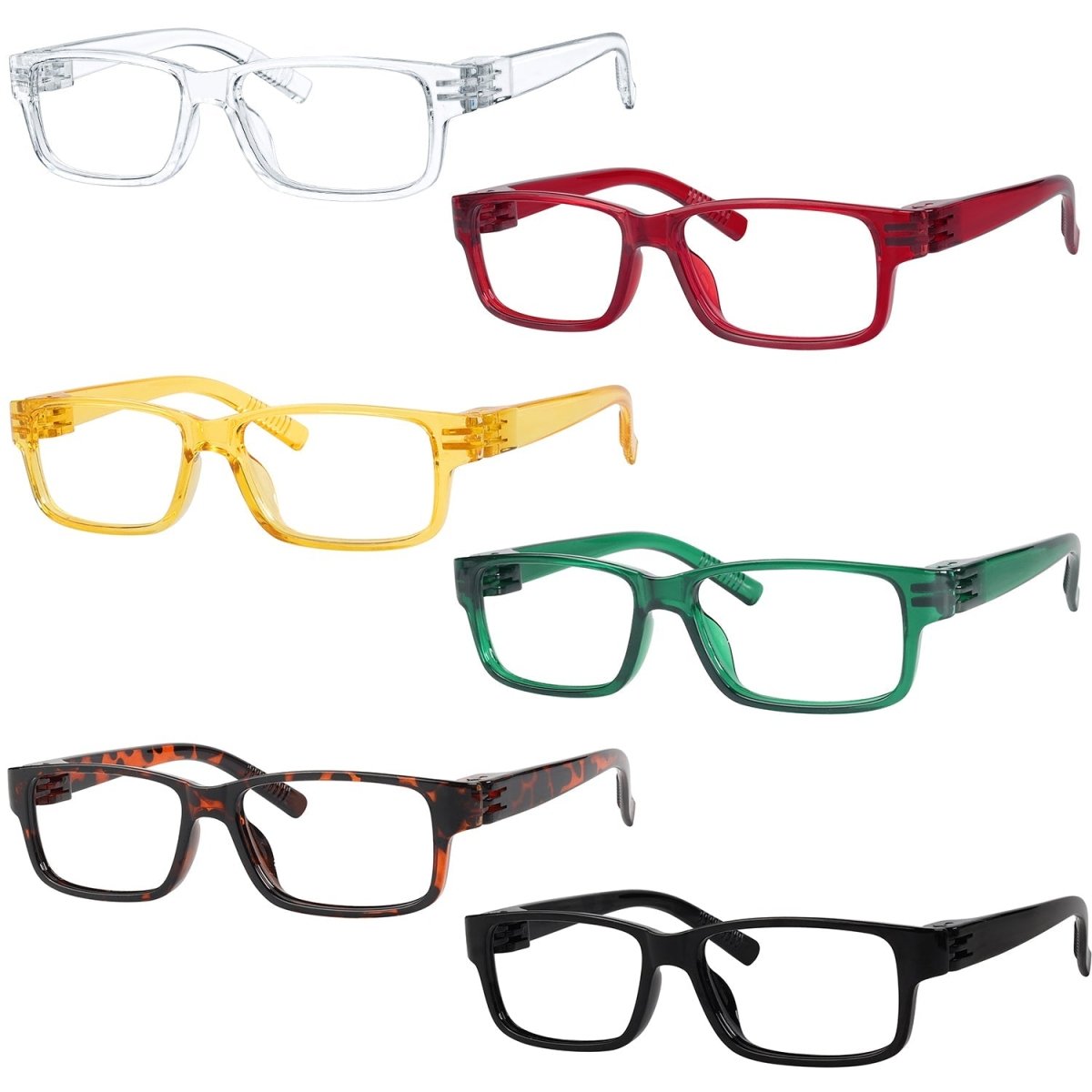 6 Pack Metalless Thick Spring Hinge Reading Glasses NR032eyekeeper.com