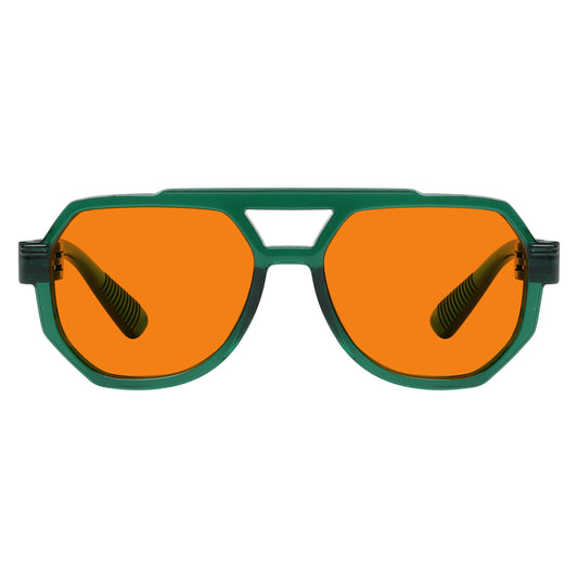 Les lunettes pilote métalliques orange bloquant 100 % la lumière bleue modèle NR2309-B98.