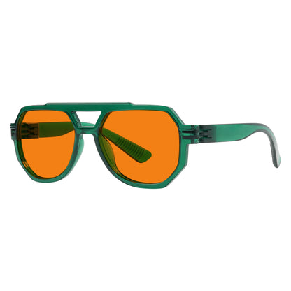 Les lunettes pilote métalliques orange bloquant 100 % la lumière bleue modèle NR2309-B98.