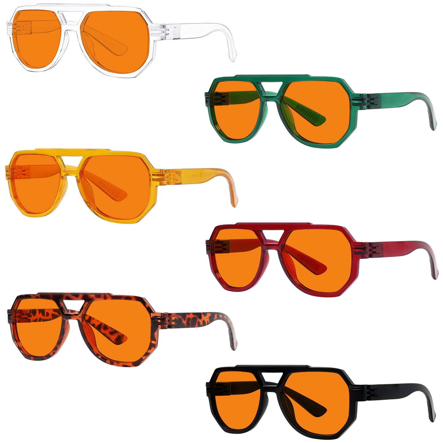 Paquet de 6 lunettes 100% bleues orange bloquantes pour le sommeil Metalless Pilot NR2309-B98