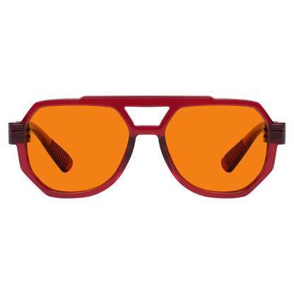 Les lunettes pilote métalliques orange bloquant 100 % la lumière bleue modèle NR2309-B98.