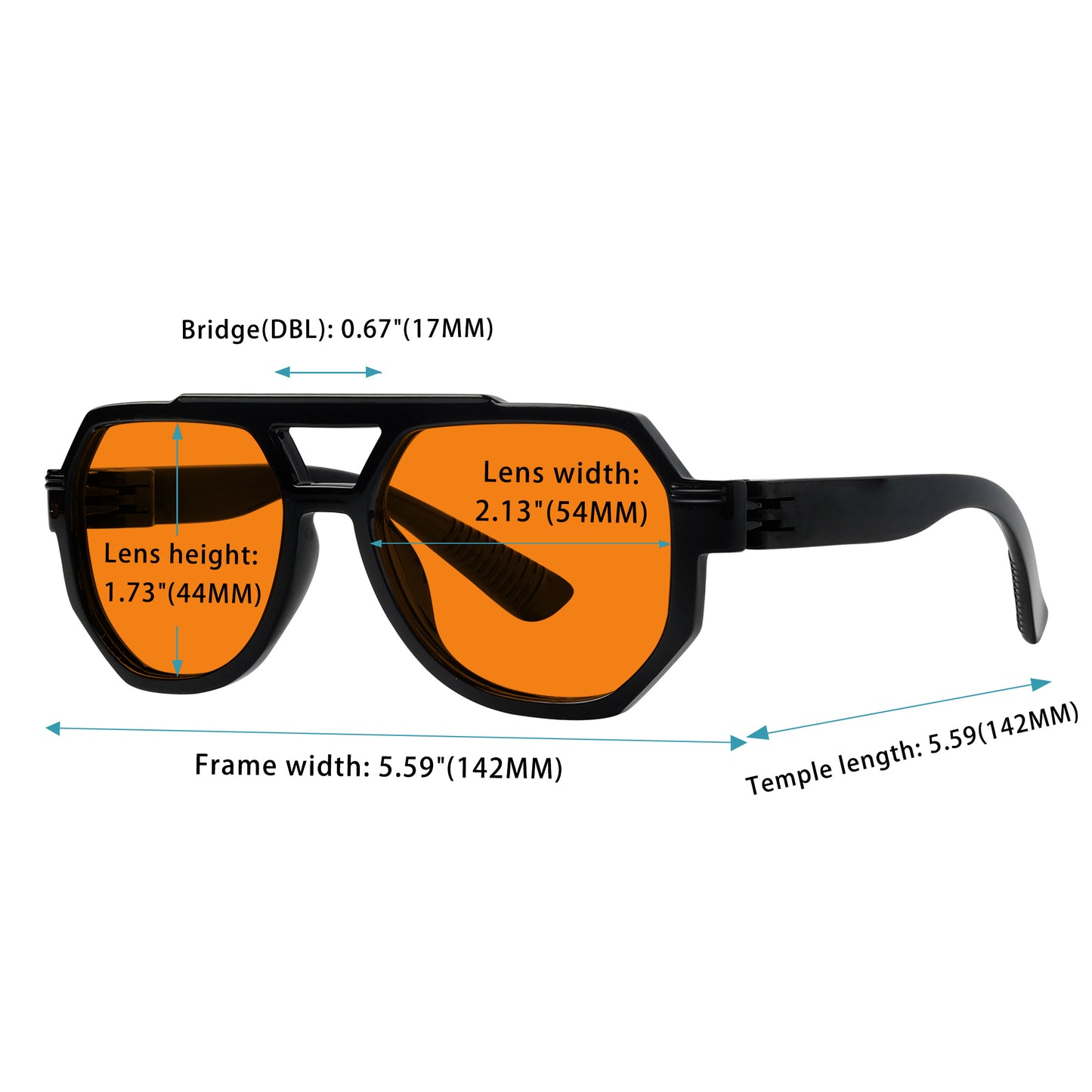 Paquet de 6 lunettes 100% bleues orange bloquantes pour le sommeil Metalless Pilot NR2309-B98