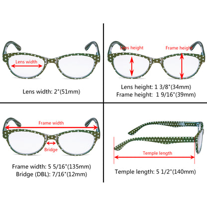 12 Paquet Lunettes de Lecture Œil-de-Chat Design à Pois Lecteurs R074P