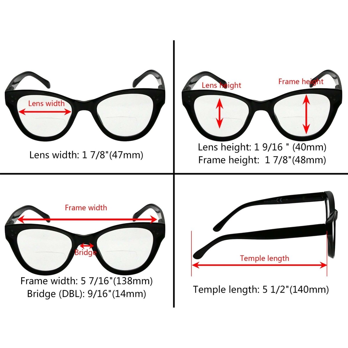 Cat - eye Bifocal Reading Glasses Thicker Frame Readers BR9108eyekeeper.com