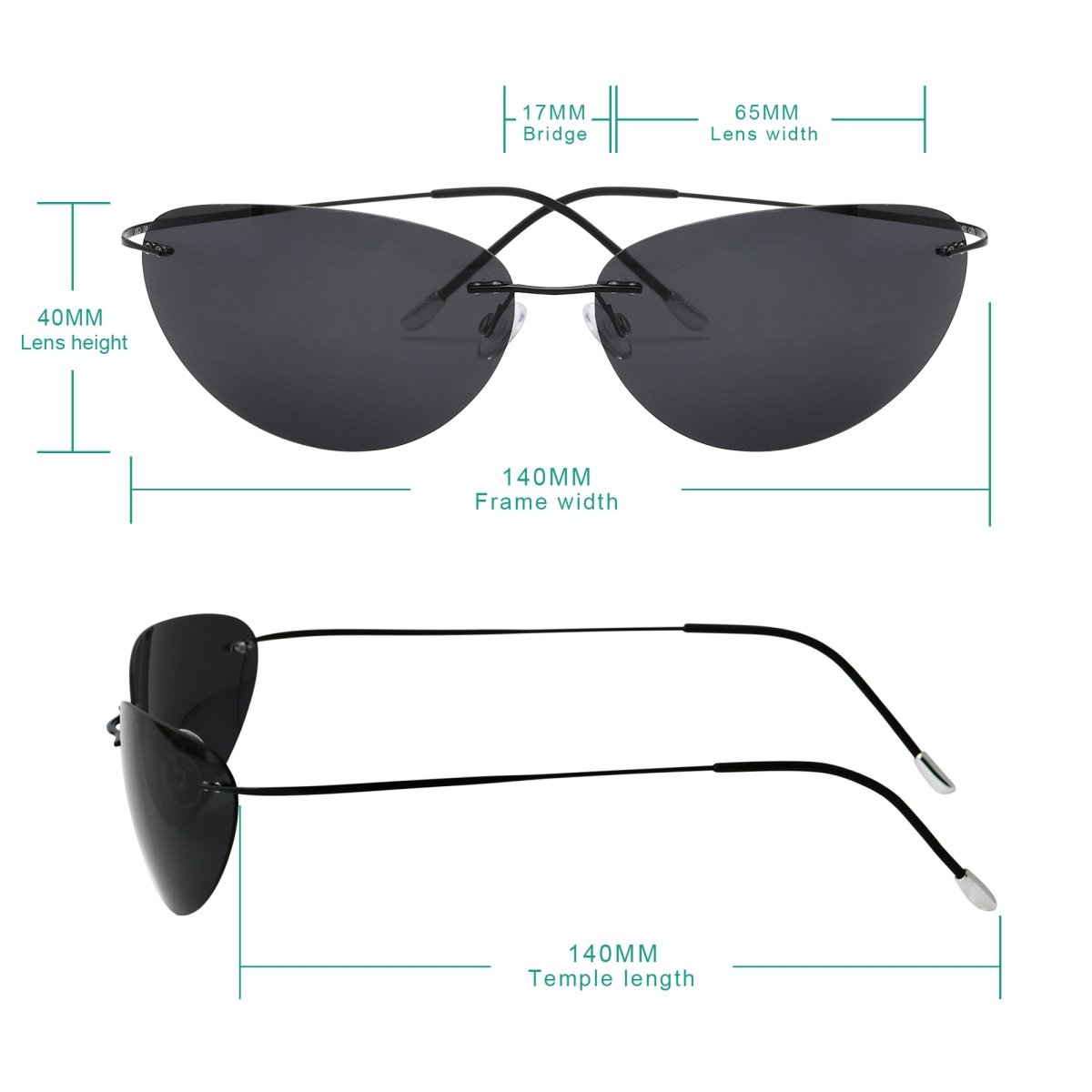 Cat eye rimless sunglasses 2025