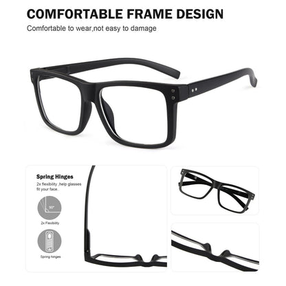 5 Pack Large Affordable Square Reading Glasses Men R2142