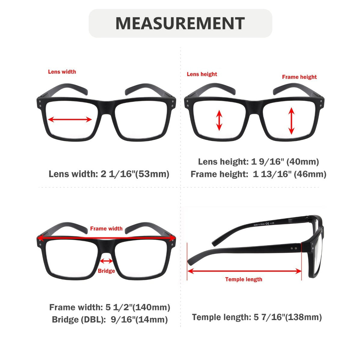 5 Pack Large Affordable Square Reading Glasses Men R2142