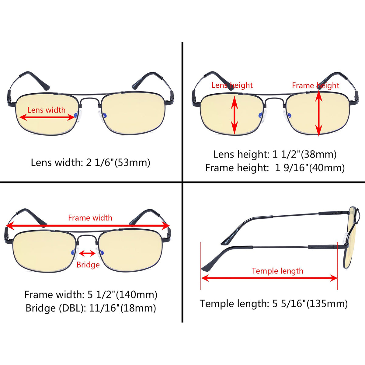 Reading Glasses Blue Light Blocking Memory Metal Women Men eyekeeper