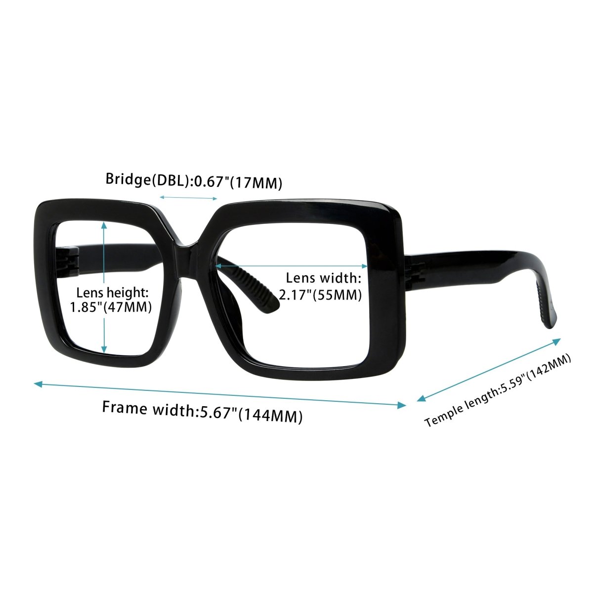 Oversized black frame glasses sale