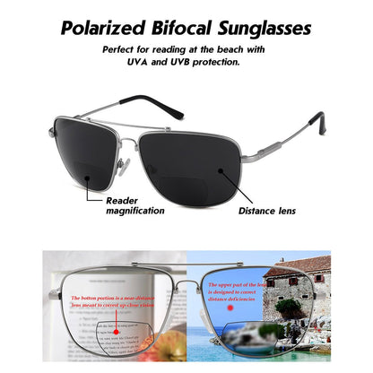 Pilot Style Polarized Bifocal Sunglasses Readers PGSG1801eyekeeper.com