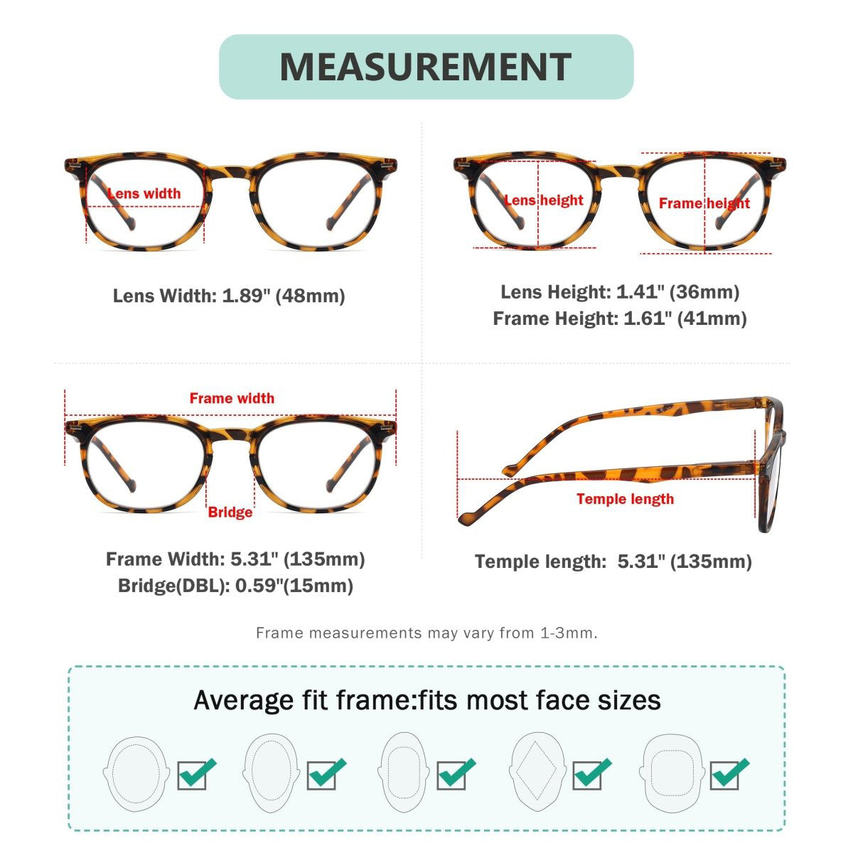 (Must Buy Both Eye) Reading Glasses with Different Strength for Each Eye PR001-DEMI