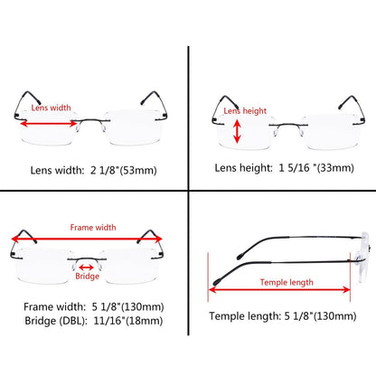 Rimless Spectacle Rectangle Reading Glasses RWK9904eyekeeper.com