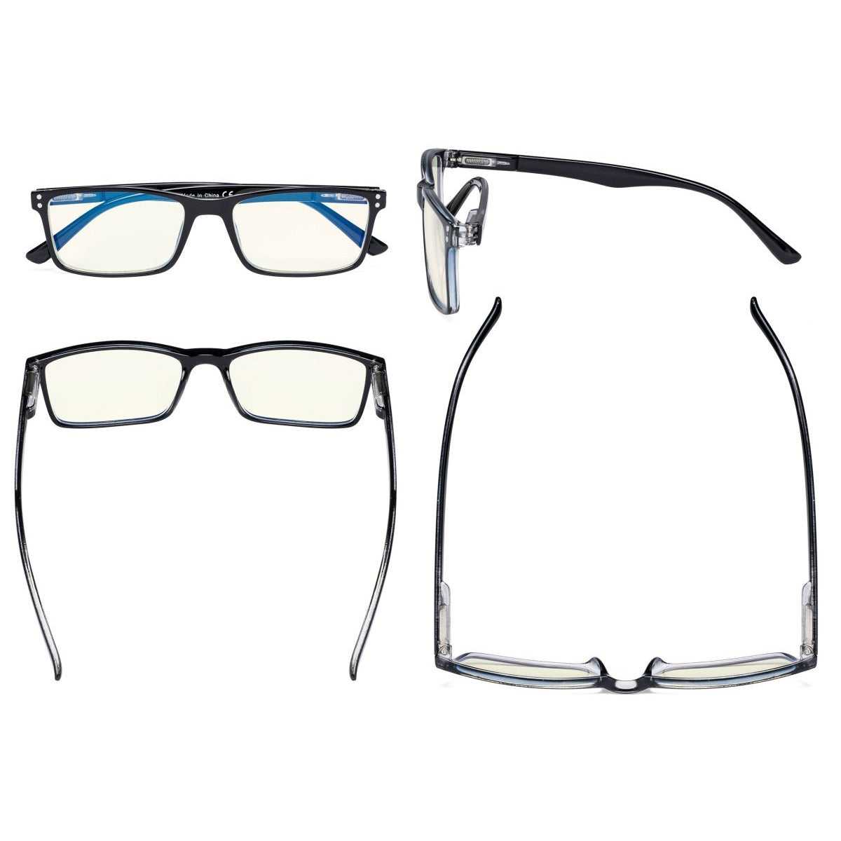 Rectangle Stylish Blue Light Filter Reading Glasses UVR802