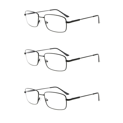 3 Pack Rectangle Reading Glasses Metal Readers R1701eyekeeper.com