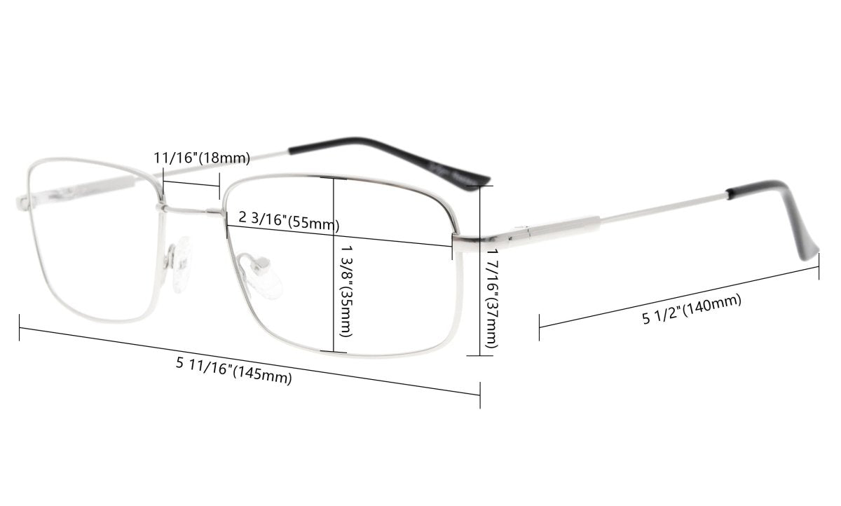 3 Pack Rectangle Reading Glasses Metal Readers R1701eyekeeper.com