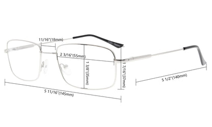 3 Pack Rectangle Reading Glasses Metal Readers R1701eyekeeper.com