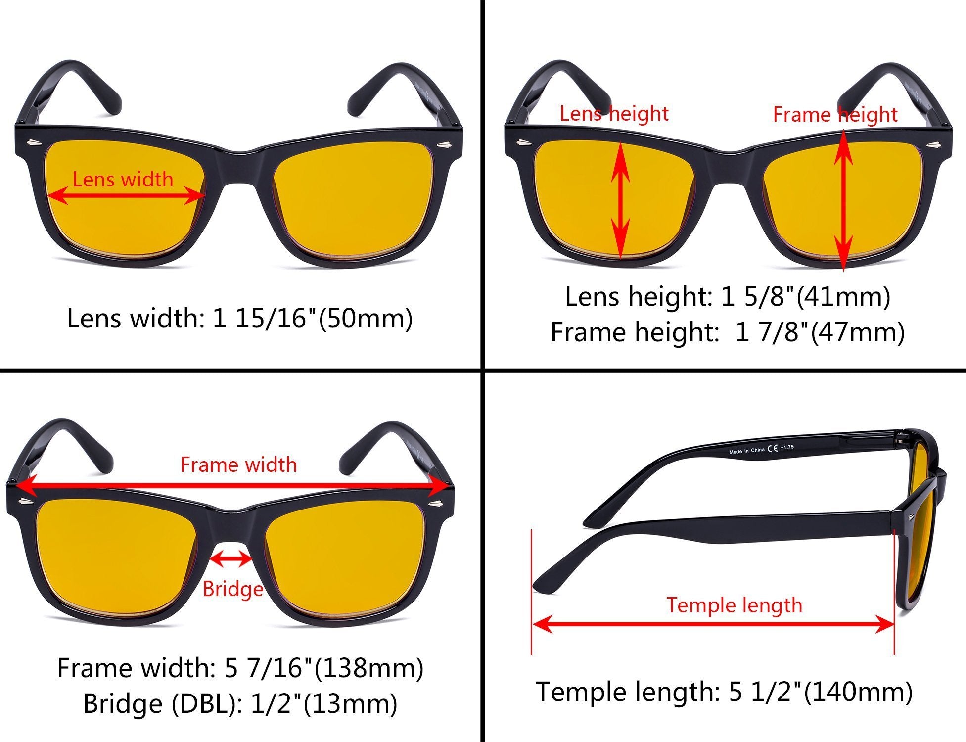 Wayfarer size outlet chart