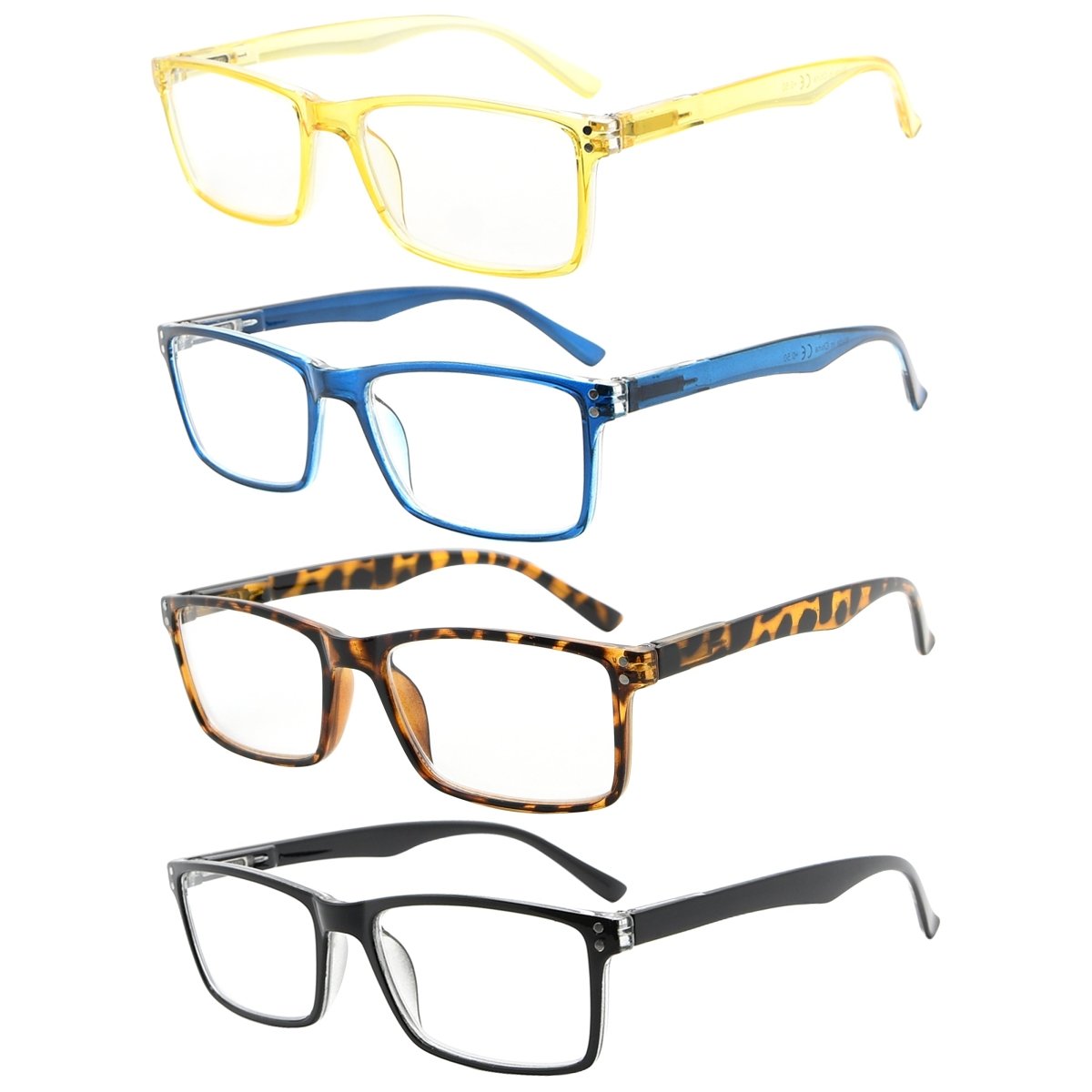 4 Pack Vintage Rectangle Reading Glasses for Men Women – eyekeeper.com