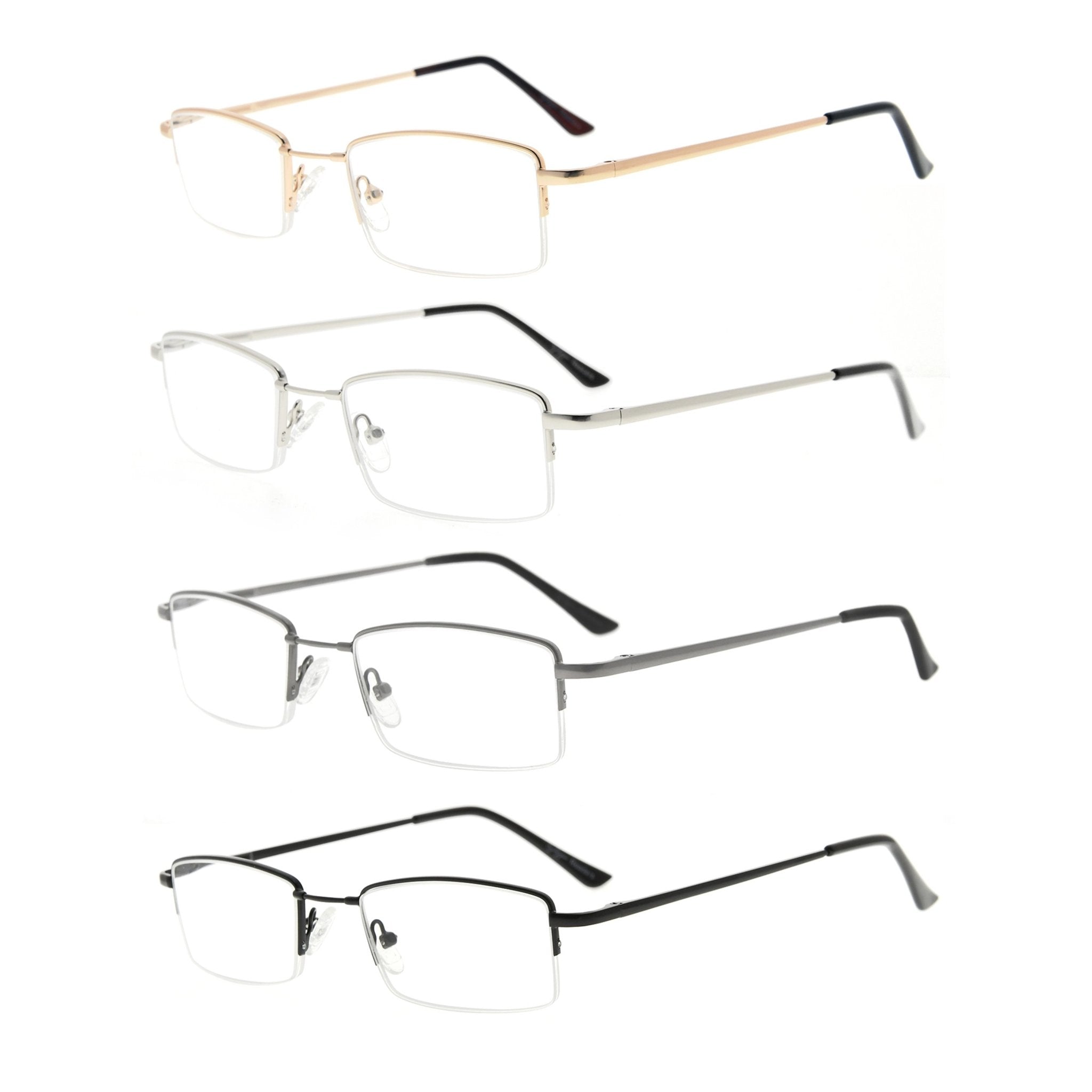 4 Pack Half-rim Reading Glasses Metal Frame Readers Women Men ...